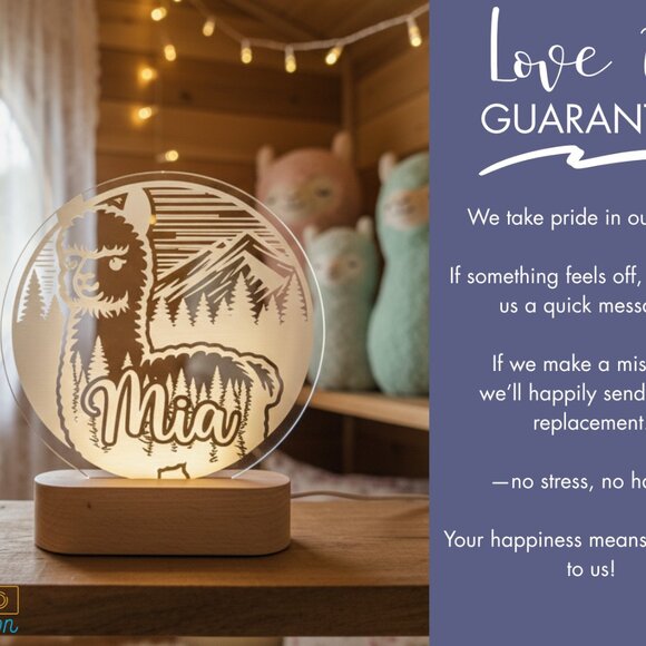 Personalized Llama Name Light | Custom LED Sign for Boys & Girls - Picture 6 of 8